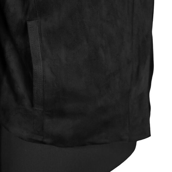 Chaps Ralph Lauren Women's Jacket Black Stretch Full Zip Moto Faux Suede Size L - Picture 10 of 11